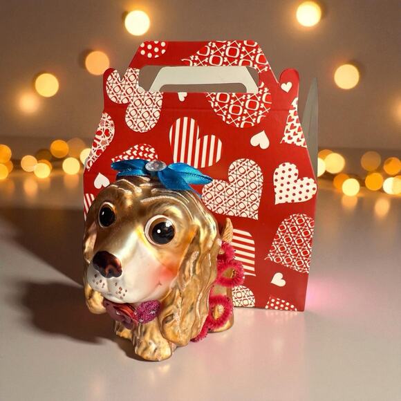 December Diamonds Anthropomorphic Cocker Spaniel Puppy Glass Christmas Ornament - Picture 2 of 16